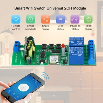 

eWeLink Smart Wifi Switch 2CH AC85-250V Wireless Switch Timer Phone APP Voice Control Google Home House Automation