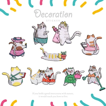 

Cute Cat Patches High Quality 3D Embroidery Patch For Clothes Fabric Stickers Iron On patch badge Jeans Pocket Animal Applique