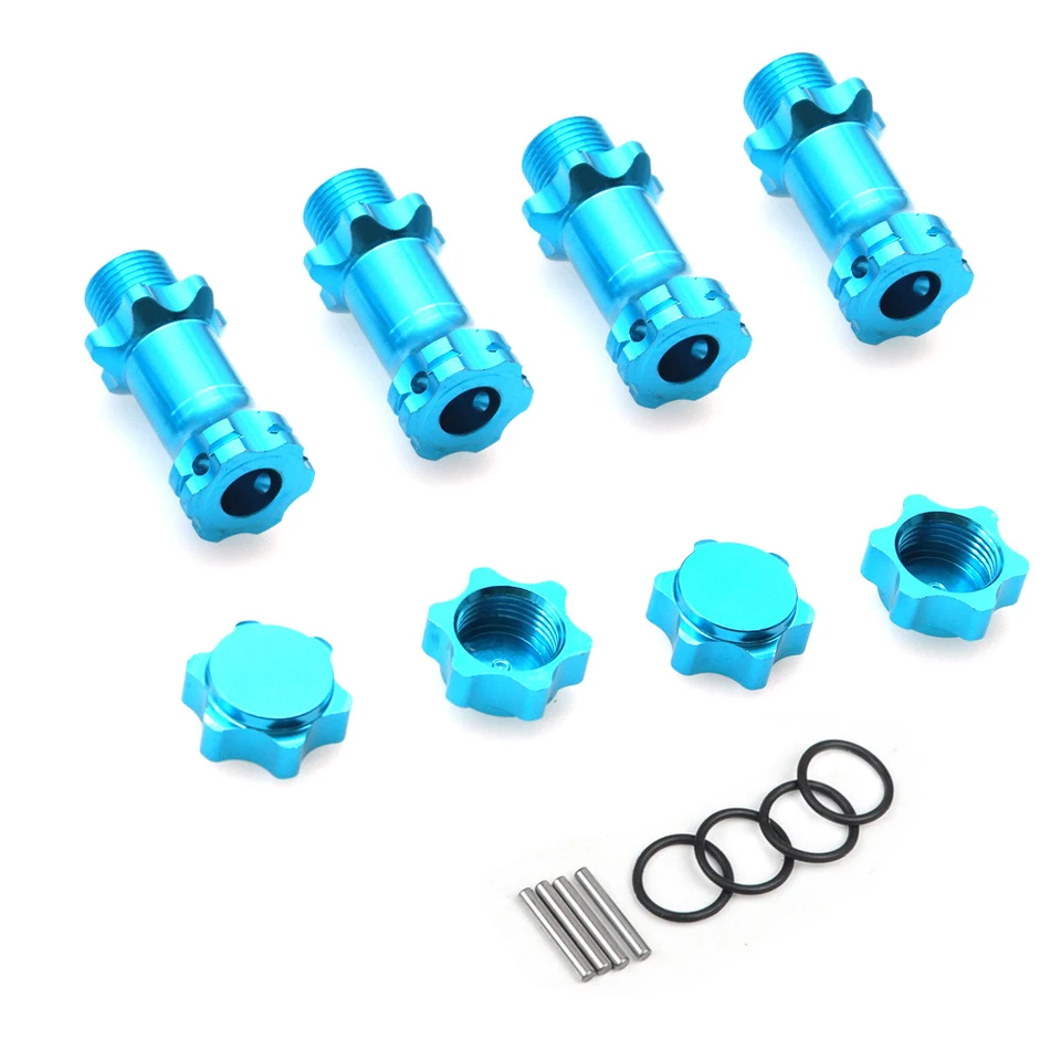 RC Estensione Ruota 4 Pezzi – Adattatore 17mm Esagonale Da 7 A 23mm – Per Auto Modellismo 1/8 – Colore Blu