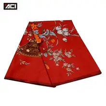 ACI красный цветок африканская настоящая ткань с восковой печатью воск Анкара ткани 6 ярдов/шт африканская печать полиэстер воск ткань для леди платья