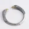 Véritable 990 Sterling pur argent manchette Bracelet deux têtes de faucon ouvert A5211 ► Photo 1/6