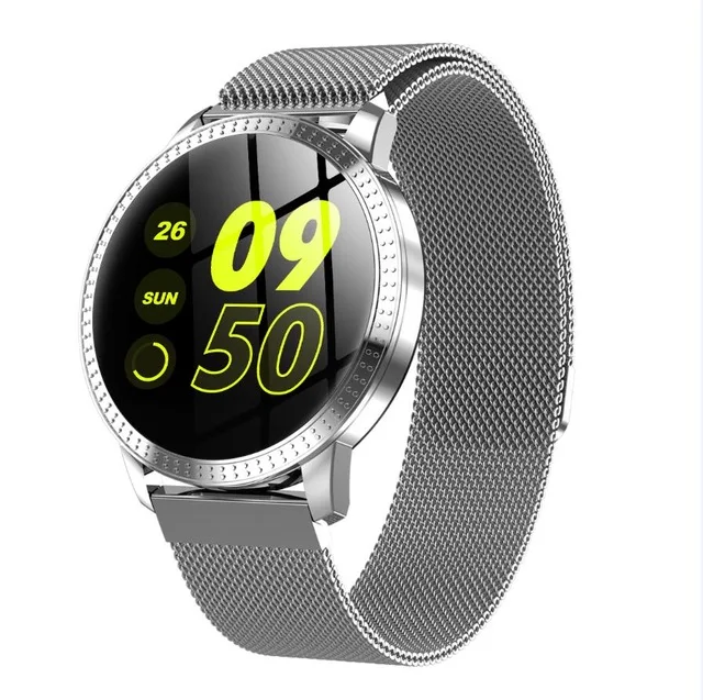 Женские Смарт-часы для фитнеса женские Беговые часы Reloj монитор сердечного ритма Bluetooth Шагомер сенсорные умные спортивные часы для бега - Цвет: Серебристый