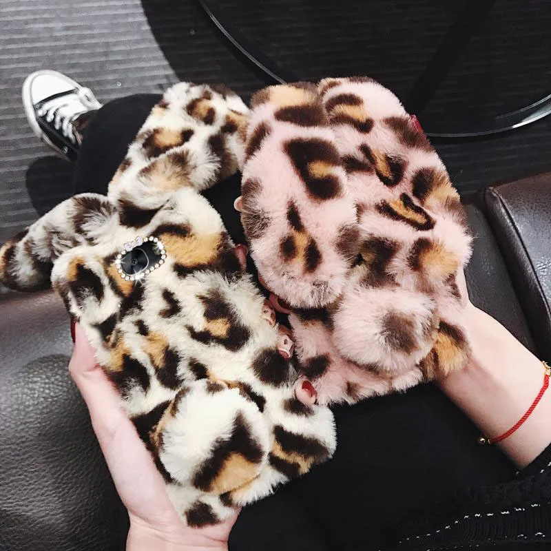 Rabbit Case For Huawei Honor 5A 8 9 Lite View 10 Leopard Print Hairy Plush Fur Y5 II P Smart P8 P9 Y3 2017 6C Pro | Мобильные