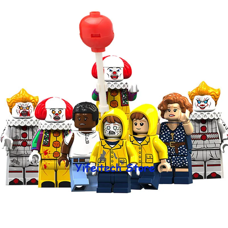 8 шт. Хэллоуин фильм ужасов Pennywise клоун Джордж Беверли выбран Jacobs модель строительные блоки Фигурки игрушки для детей