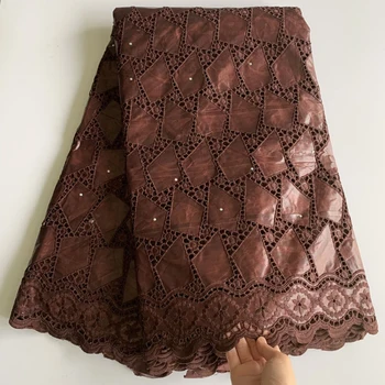 

Brown african bazin riche fabric african lace fabric high quality 2.5yards nigerian lace fabric for dress bazin brode lace LG811