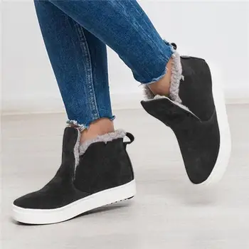 

Women Boots Shoes Snow Warm Plush Fur Ankle Boots Winter Female Slip on Flat Casual Shoes Waterproof Light Ankle Botas Mujer