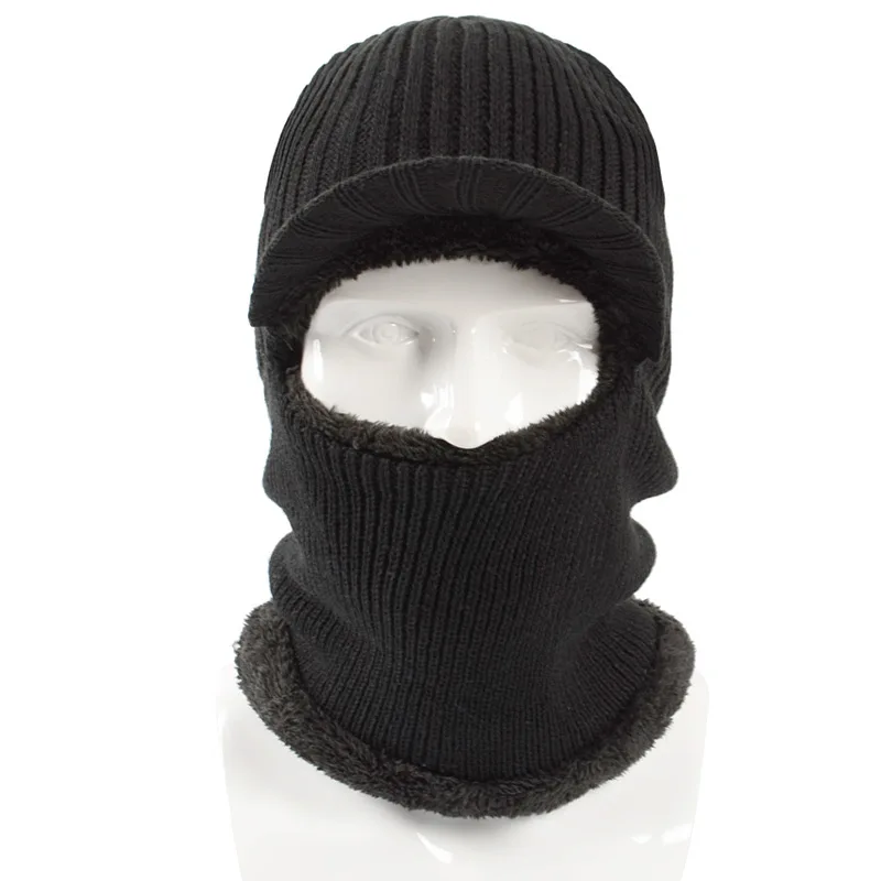 Зимняя мужская вязаная шапка русская зимняя шапка Толстая горловина теплая шерстяная облегающая шапка бини для мужчин женская вязаная