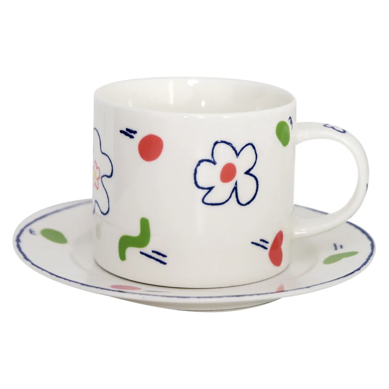 Cute Ceramic Cup Nordic Simple Creative White Office Afternoon Tea Cups High Quality Home Coffee and Saucer Set MM60BYD | Дом и сад