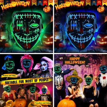 

Neon Mask LED Light Up Party Masks Masque The Purge Election Year Great Masks Festival Halloween Cosplay Supplies Glow In Dark