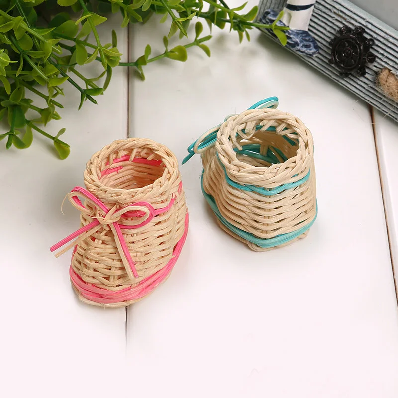 

Creative Cute Mini Shoes Weave Storage Baskets Fashion Plant Desktop Decoration Makeup Sundries Organizer Home Decoration Crafts