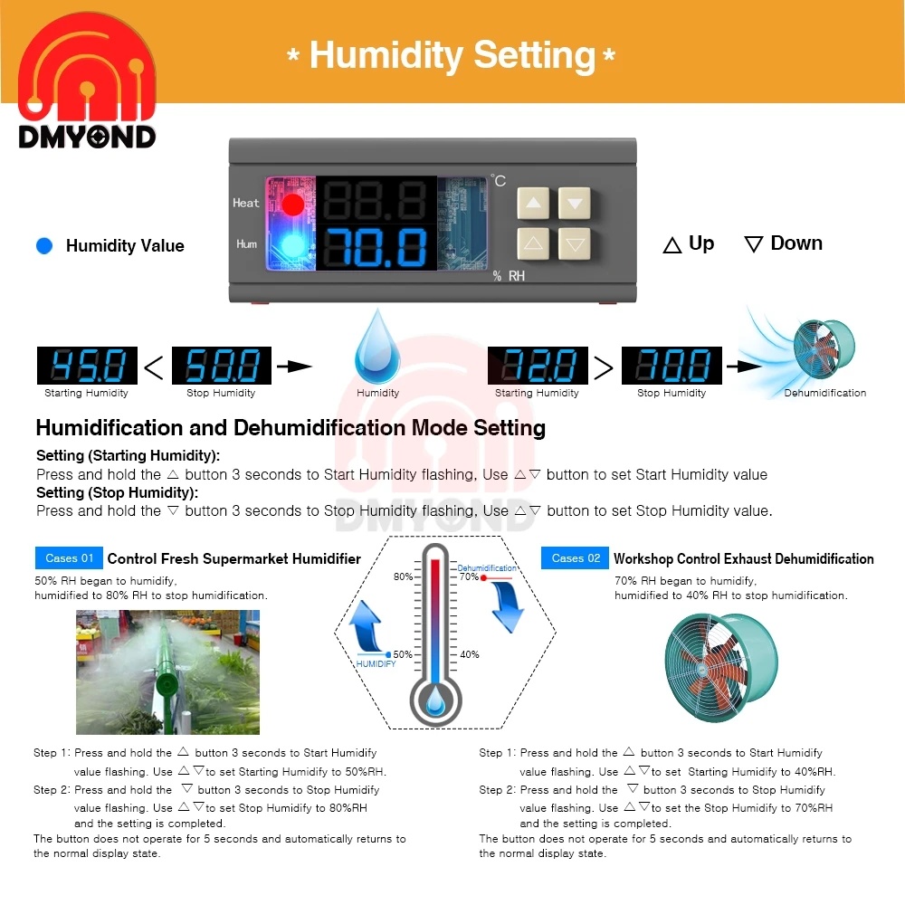 AC 110V 220V Цифровой термостат Humidistat регулятор температуры контроллер влажности терморегулятор гигрометр