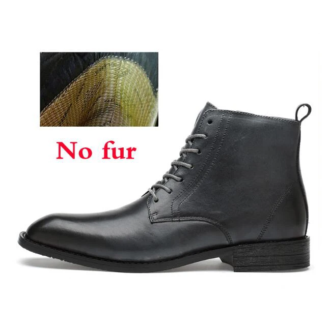 gray no fur Осенне-зимняя обувь; мужские ботинки наивысшего качества из натуральной кожи; водонепроницаемые зимние деловые ботинки; резиновая обувь на шнуровке; Прямая поставка - Цвет: gray no fur