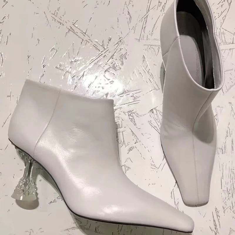 WEIQIAONA high heels autumn boots Roman style simple Crystal heel high heeled heel boots - Цвет: Lining suede