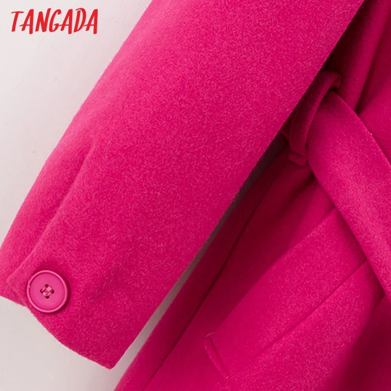 Tangada элегантное зимнее женское длинное пальто водолазка пуговицы с длинным рукавом повседневное пальто с slash корейская мода 1D02