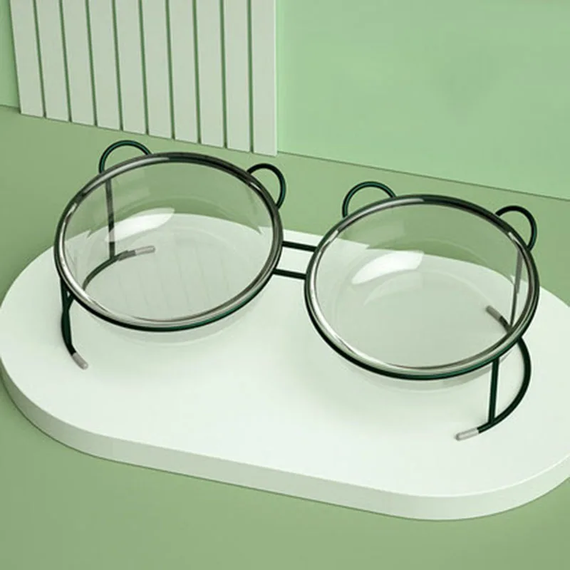 Cat Bowl Glass Pet Bowls Single Transparent Pets Bowls Gatos Cats