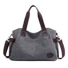 Canvas Handbag Simple Casual New Style Solid Color WOMEN'S Bag Versatile Large-Volume Commuting Shoulder Bag