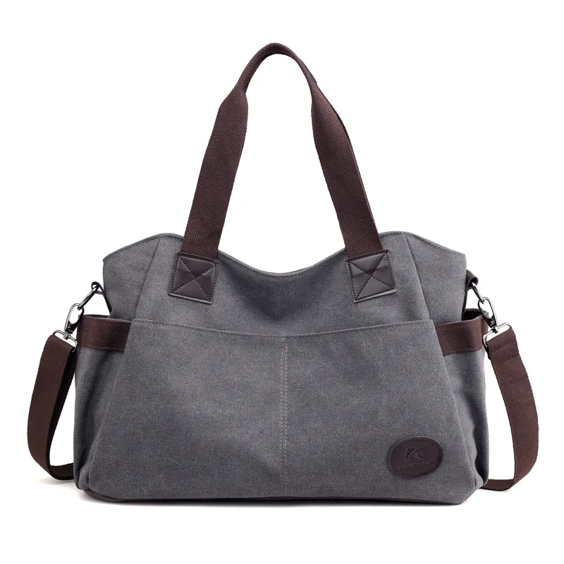 

Canvas Handbag Simple Casual New Style Solid Color WOMEN'S Bag Versatile Large-Volume Commuting Shoulder Bag
