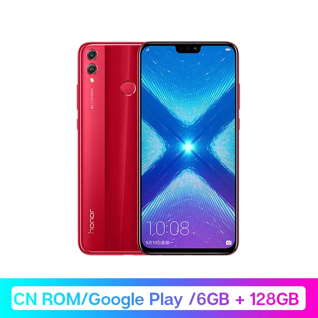 Смартфон Google Play Honor 8X8 X с глобальной ПЗУ, 4 Гб ОЗУ, 64 ГБ/128 ГБ, Восьмиядерный процессор Kirin 710, 6,5 дюйма, 20 МП, двойная тыловая камера, мобильный телефон OTA Промокод: newyear1200/ Промокод: newyear600 - Цвет: 6GB 128GB Red