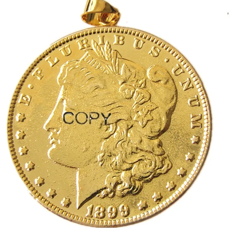 P (17) монета кулон Morgan Dollar 1899 ожерелье позолоченная модные ювелирные изделия | Дом