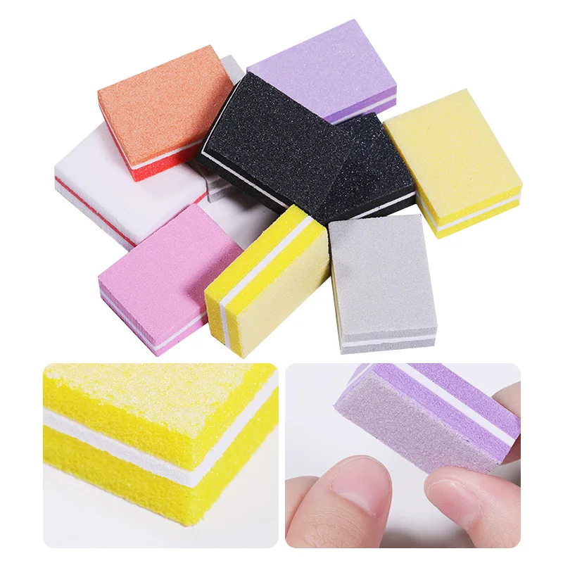 Цветные мини-буферы для ногтей Шлифовальные Губки файлы Шлифовальные полировочные пилки для ногтей буферный инструмент для дизайна ногтей случайный цвет