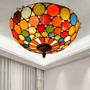 

2020 Real Ceiling Lamp Luminaire Luminarias Para Teto Mediterranean Retro Stained Glass Corridor Balcony Bedroom Bar Ceiling 30