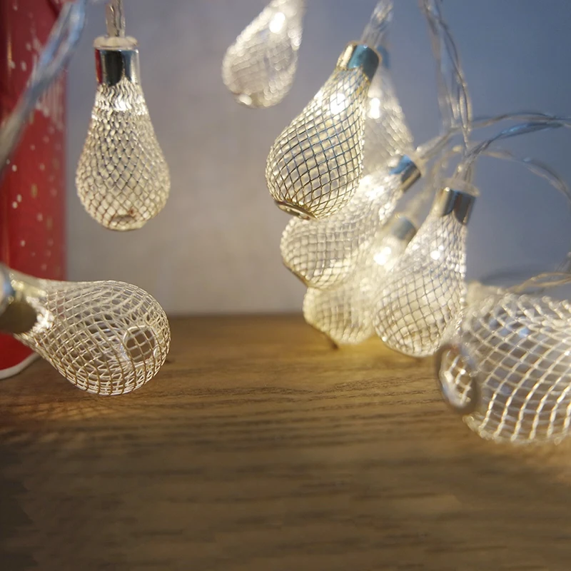 Portable Flameless Led String Light with Metal Mesh Bulb Hanging for Home Room Decoration/Party Light/Fairy Led Light String