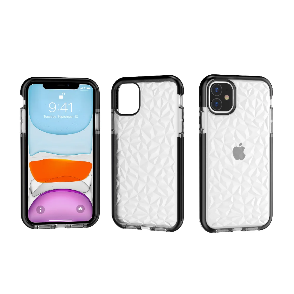 100 шт./лот прозрачный алмаз зерна ТПУ+ D30 высокого качества чехол для iPhone 6 7 8 X XS XR XS Max 6 7 8 plus 11 Pro максимальный чехол