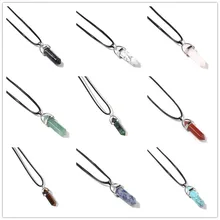 

Seven Chakra Leather Rope Stone Bullet Pendant For Jewelry Making Necklace Earrings Diy Accessories Wholesale