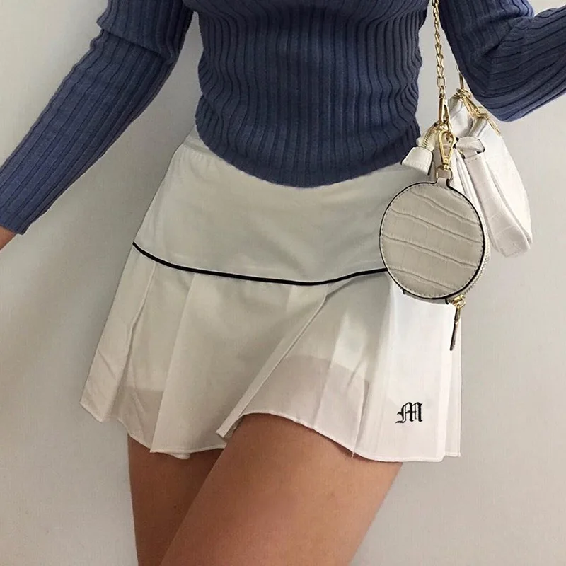 Female Mini Skirts Korean Fashion Pleated Tennis Skirts Preppy Style Casual Streetwear