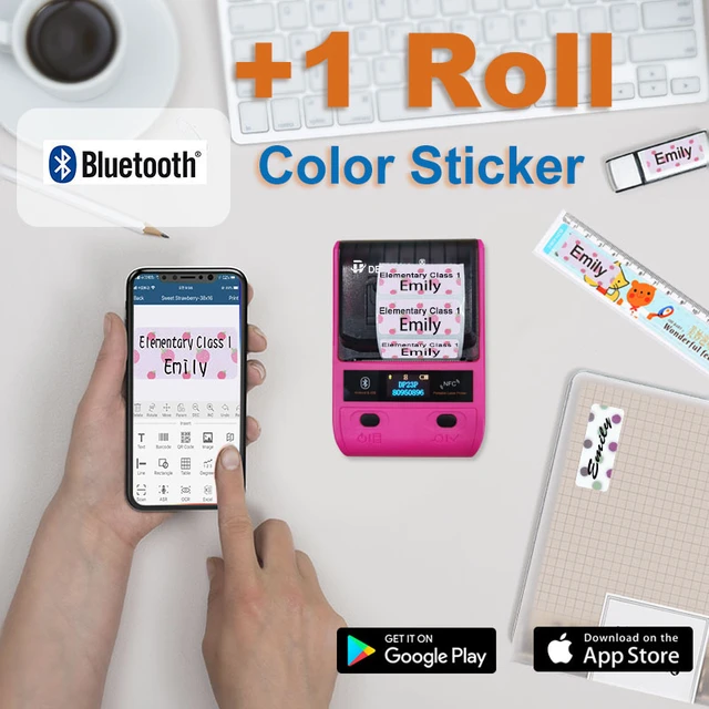 Détoneur DP23P, étiquette autocollante couleur, pour imprimante, nom,  dessin animé, BT, Android, iOS, Machine, compte à