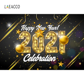 

Laeacco Happy New Year Photocall 2021 Celebration Stars Ribbons Photography Backdrops Photo Backgrounds Party Decor Photo Studio