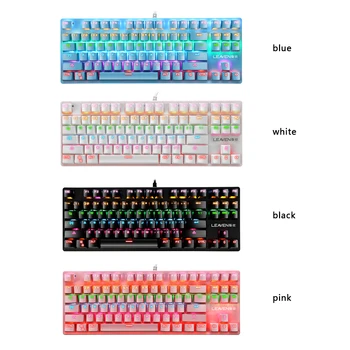 

K550 87 Keys Keyboard USB Wired Blue Switch Gaming Mechanical Keyboard Backlight Gaming Mechanical Keyboard for PC Laptop