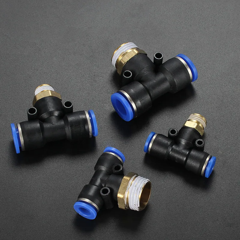 

1 pcs Pneumatic fitting PB Series T-type external thread 4mm/6mm/8mm/10mm/12mm Pneumatic Connector joint