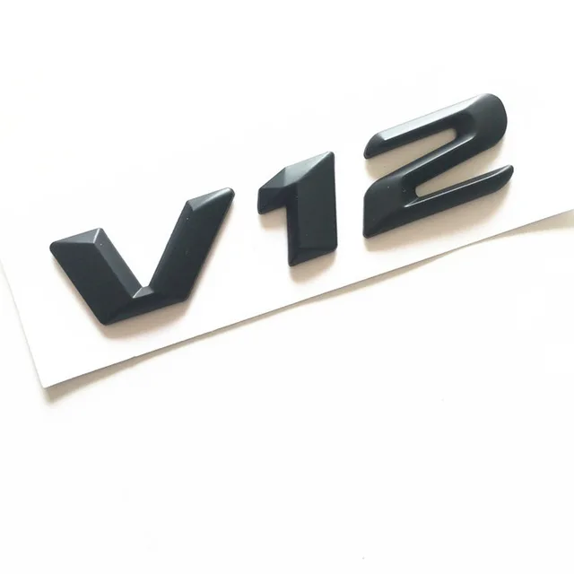 V12 matte black Автомобильный Стайлинг, переоборудование, наклейка, черный, красный, хром, 3D, острый шрифт, буквы V8 V12, эмблема, значок для Mercedes Benz AMG, крыло, боковой логотип - Цвет: V12 matte black