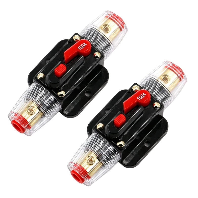 Taxutor 2 Pcs 12V-24V DC 40A Audio Inline Circuit Breaker with Manual Reset Fuse Holder Inverter with for Car Audio Marine Boat Stereo Switch System Protection +Heat Shrink Tube & Screws