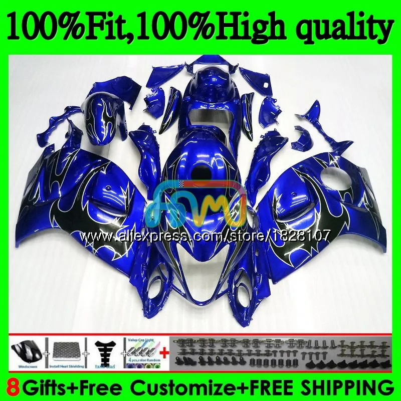 Инъекции для SUZUKI черный Пламя Hayabusa GSXR1300 08 09, 10, 11, 12, 56BS. 2 GSX-R1300 GSXR 1300 2008 2009 2010 2011 2012 обтекатель