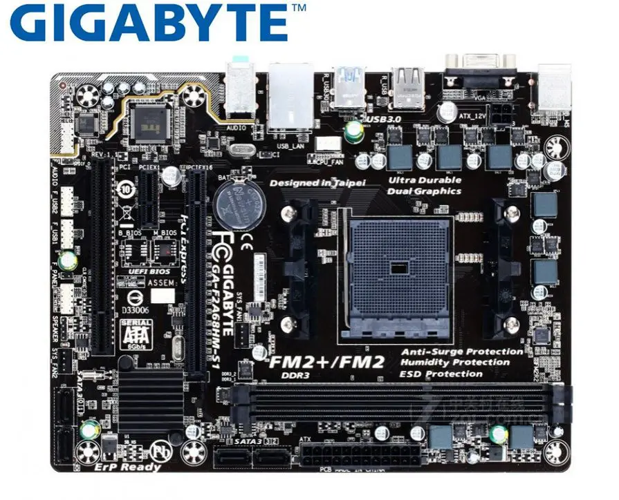 Б/у материнская плата A68 оригинальная для Gigabyte GA-F2A68HM-S1 DDR3 Socket FM2 A68H USB3.0 SATA3 |