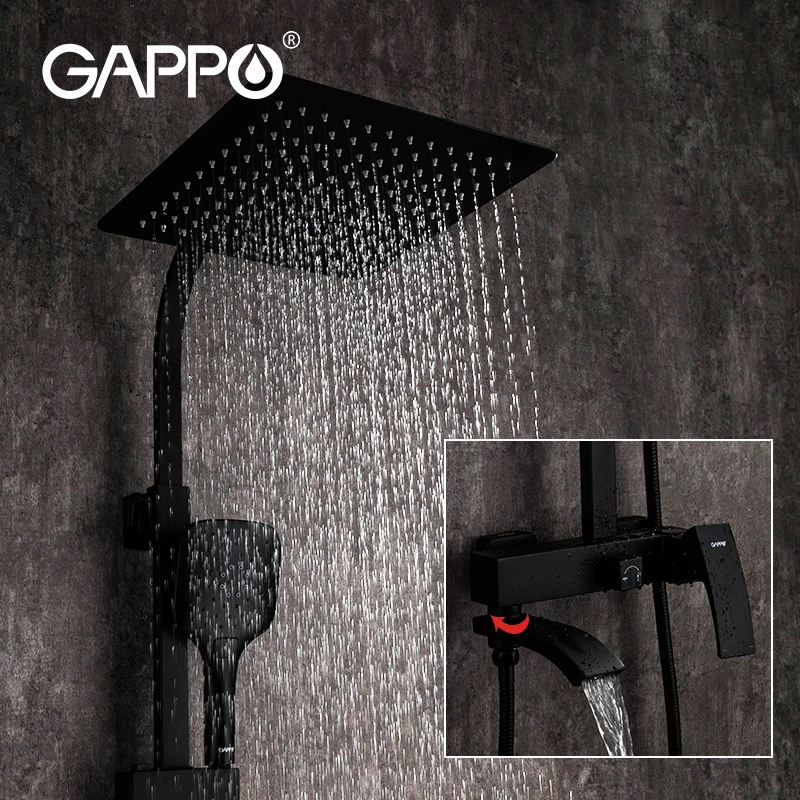 Смеситель для душа GAPPO латунный кран горячей и холодной воды черный цвет водопад |