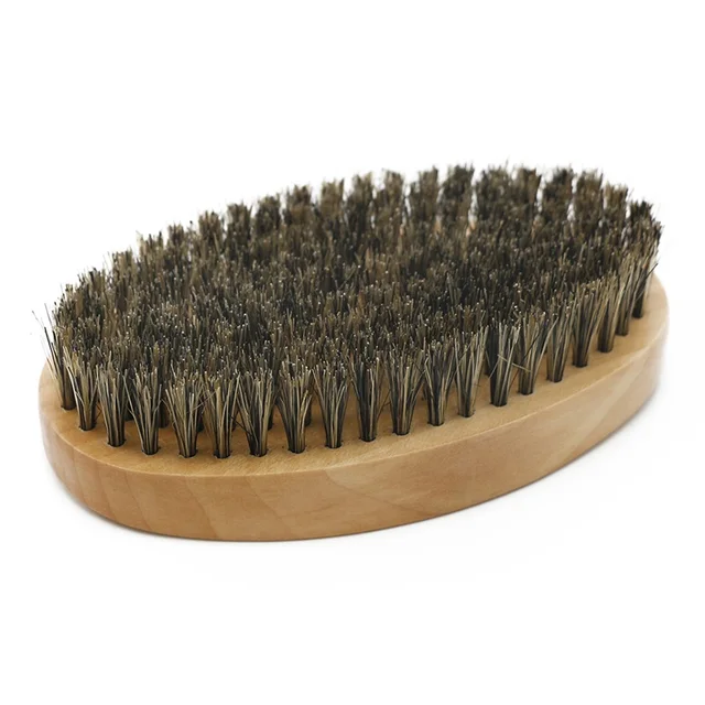 Barber Solid Wood Boar Shaving Brush Beard Massage Black Boar Bristle Hair Brush Curved Wooden Men Beard Mustache Brushes Oval Beard Brush B