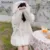 Японский Стиль Осень Зима Женщины Сладкая Теплая Куртка Kawaii Мягкая овечья Шерсть оборки Кроличьи Уши Пальто С Капюшоном Девушки Парки Верхняя Одежда