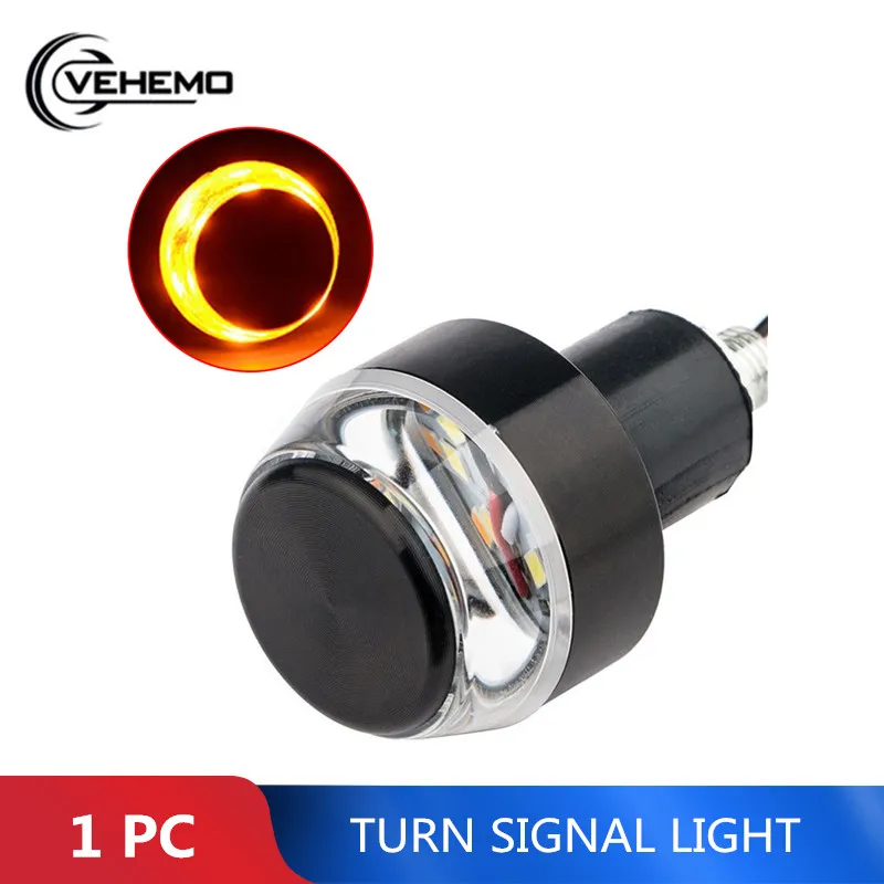 

1pc LED Motorcycle Handlebar End Turn Signal Light Yellow Universal 22mm Indicator Flasher Handle Bar Blinker Side Marker Lamp
