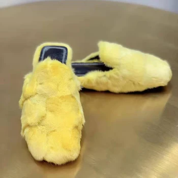 

Real Fur Slippers Shoes Woman Trendy Women Mules Shoes Comfortable Women Shoes