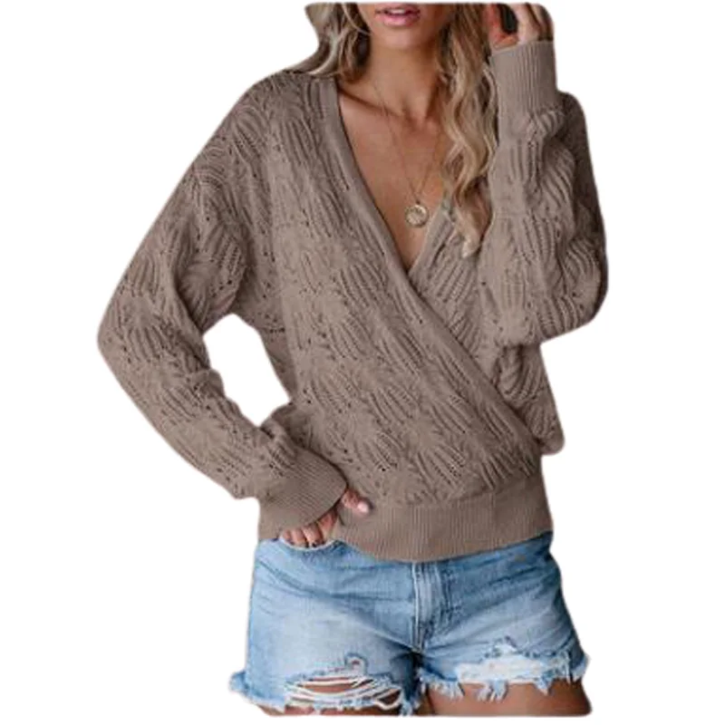 Autumn And Winter New Knitted Woman Sweaters Solid Color Long Sleeve Hollow Out Fashion Blouses Top Clothes For 2020 Fall Women