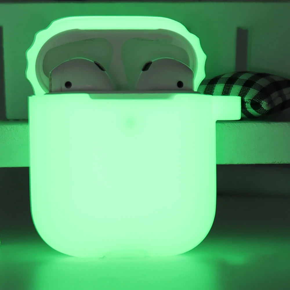 Glowing in Dark Silicone Case For Apple AirPods 1 2 Luminous Shockproof Protector Sleeve for AirPods 2 Earphone Box Accessories
