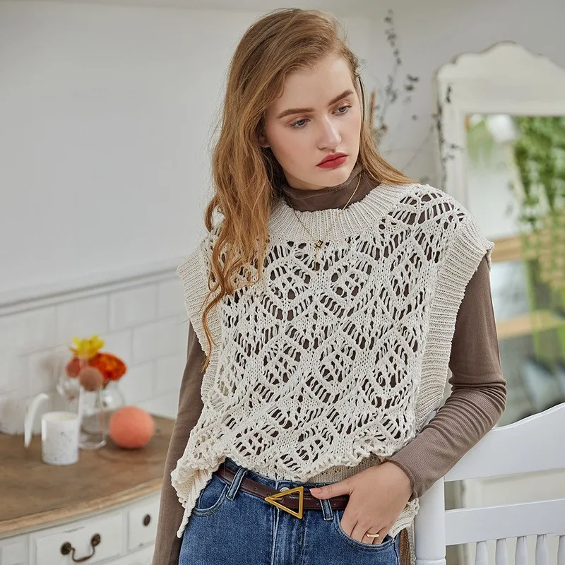 

2020 New Style for Autumn and Winter Women's Fashion Casual Style All-match Knitted Sweater Vest Loose Retro Top Women