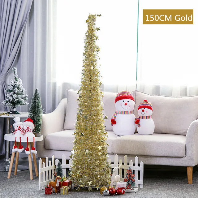 150CM Gold Рождественская елка, искусственная расшитая блестками, разноцветная, 120cCM, 150 см, новогодние украшения для дома, настольные украшения для рождественской ёлки - Цвет: 150CM Gold