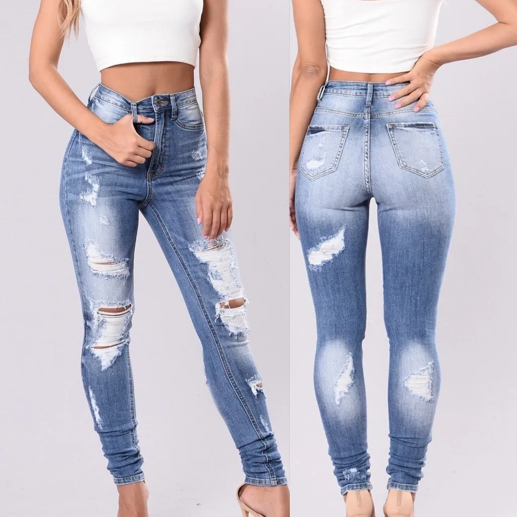 Модные джинсы женские рваные отбеленные джинсы с высокой талией брюки штаны клеш джинсы Z4