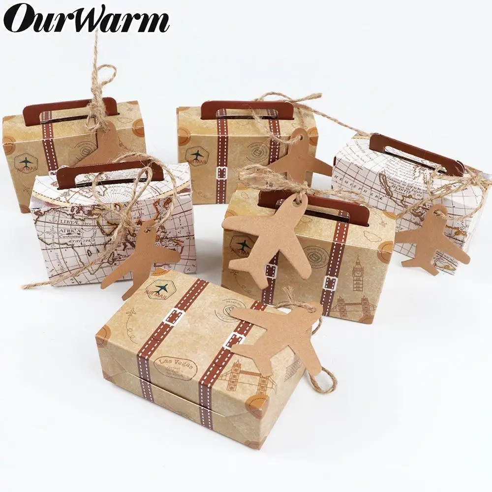OurWarm 10 шт. Подарочная коробка из крафт бумаги для конфет мини чемодан подарки