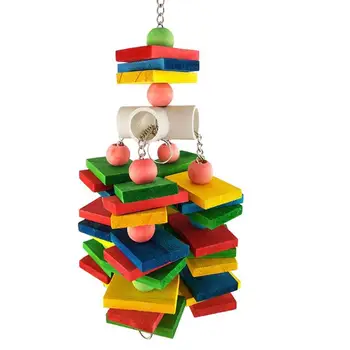 

Parrot Chew Toy Colorful Wood Blocks Climbing Ladder Bird Bite Hanging Cage Home Toys Decoration Supplie-Color Random tools