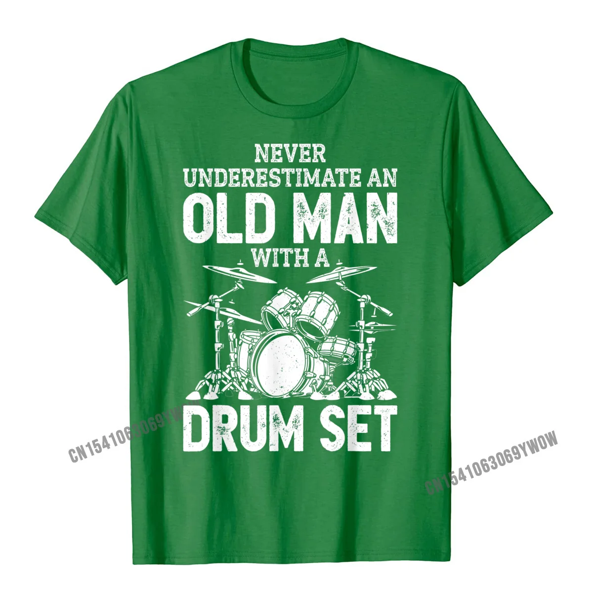 New Design Casual Normal Top T-shirts Crewneck Pure Cotton Mens T Shirt Short Sleeve Summer Fall Normal Sweatshirts Drummer Never Underestimate An Old Man With A Drum Set Funny T-Shirt__88 green